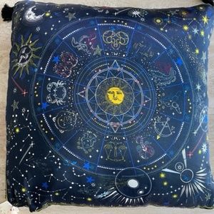 Johnny Was Celestine Velvet Home Tassel Pillow Lounge Sun Astrology Navy Blue NW
